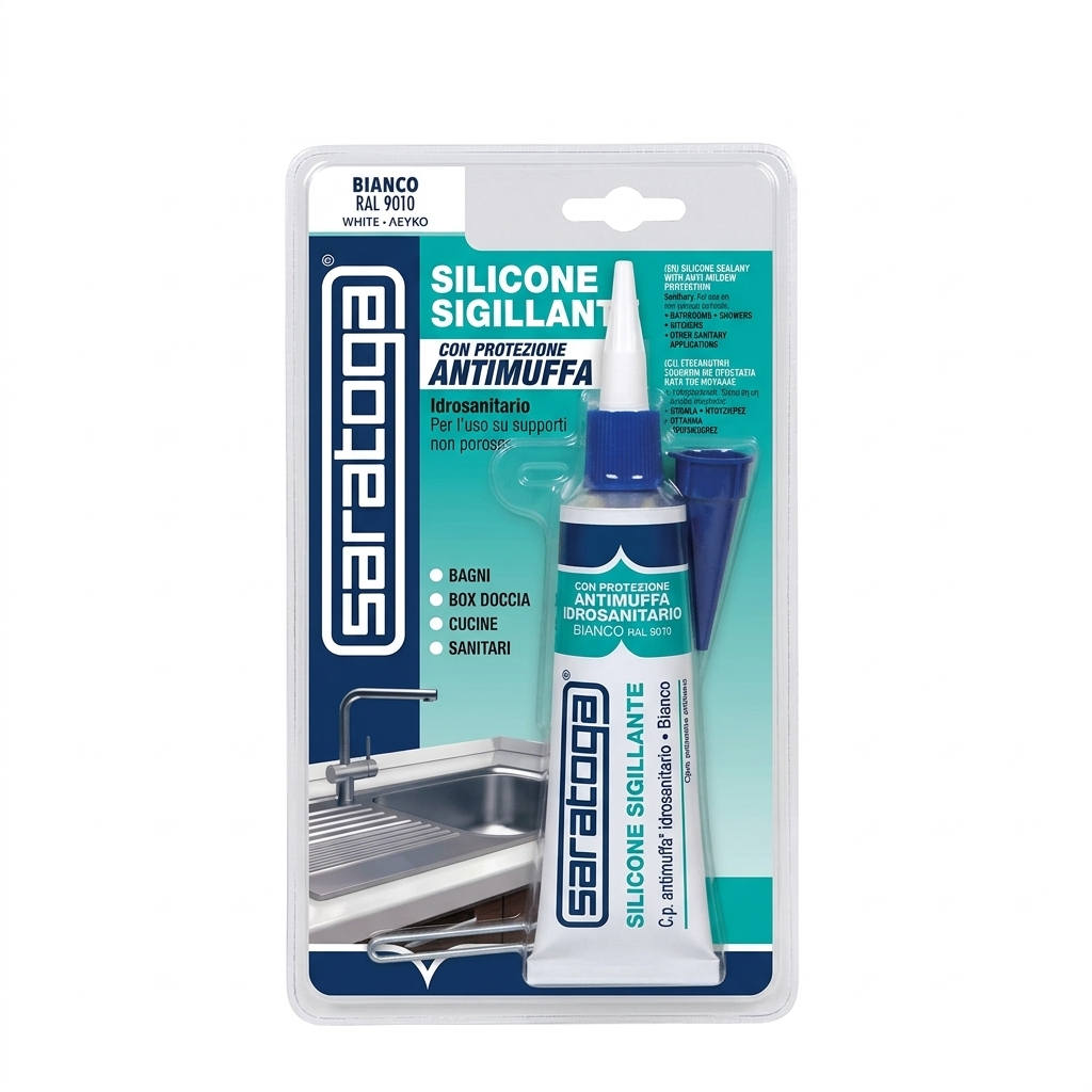 SILICONE ACETICO UNIVERSALE BIANCO ANTIMUFFA ML.60 SARATOGA