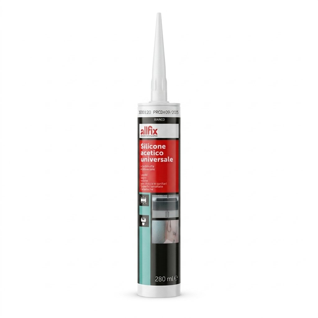 SILICONE ACETICO UNIVERSALE BIANCO ML.280 ALLFIX