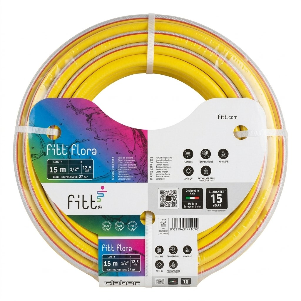 TUBO RETINATO GIALLO 1/2" MT.15 FITT FLORA